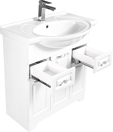 Stella Polare Тумба с раковиной Кармела 75 люкс белое серебро – фотография-8